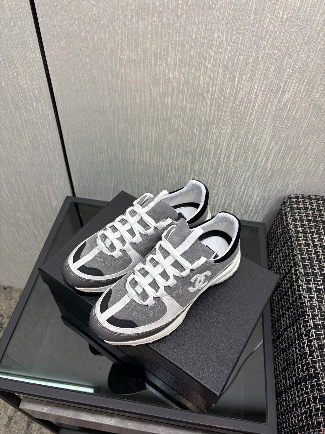 Chanel 26 Quilted Classic Sneaker Gray In Lambskin 602474