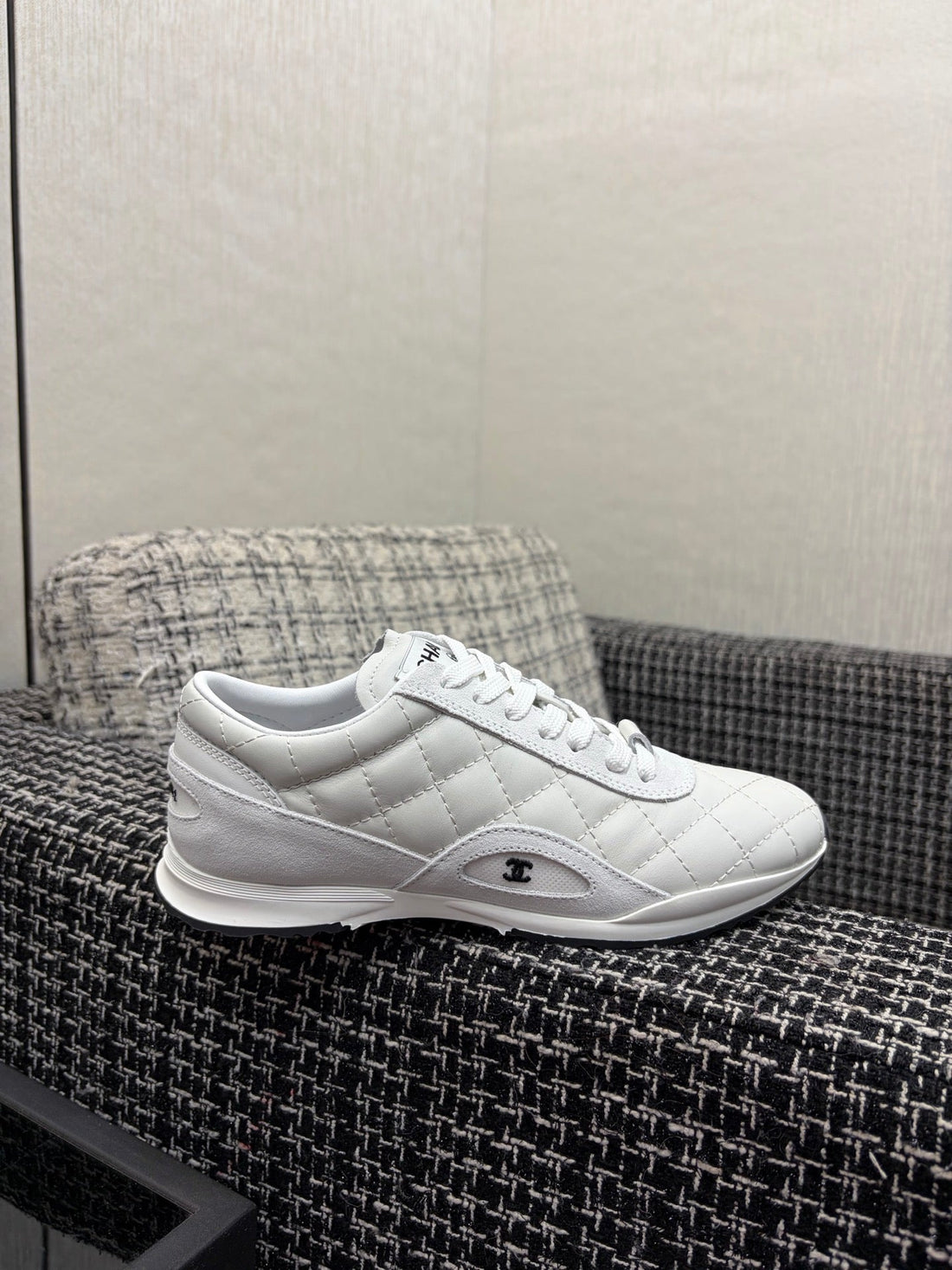 Chanel 26 Quilted Sneaker White In Lambskin 602471