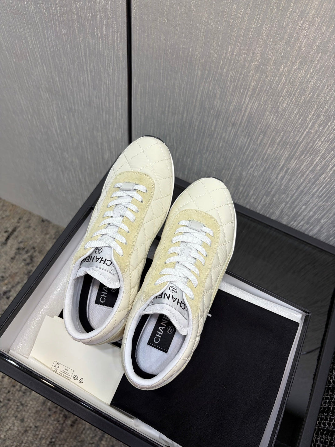 Chanel 26 Quilted Sneaker Beige In Lambskin 602469