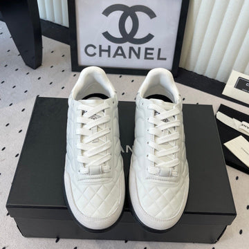Chanel Coco Baseball Shoes White In Cowhide 611674