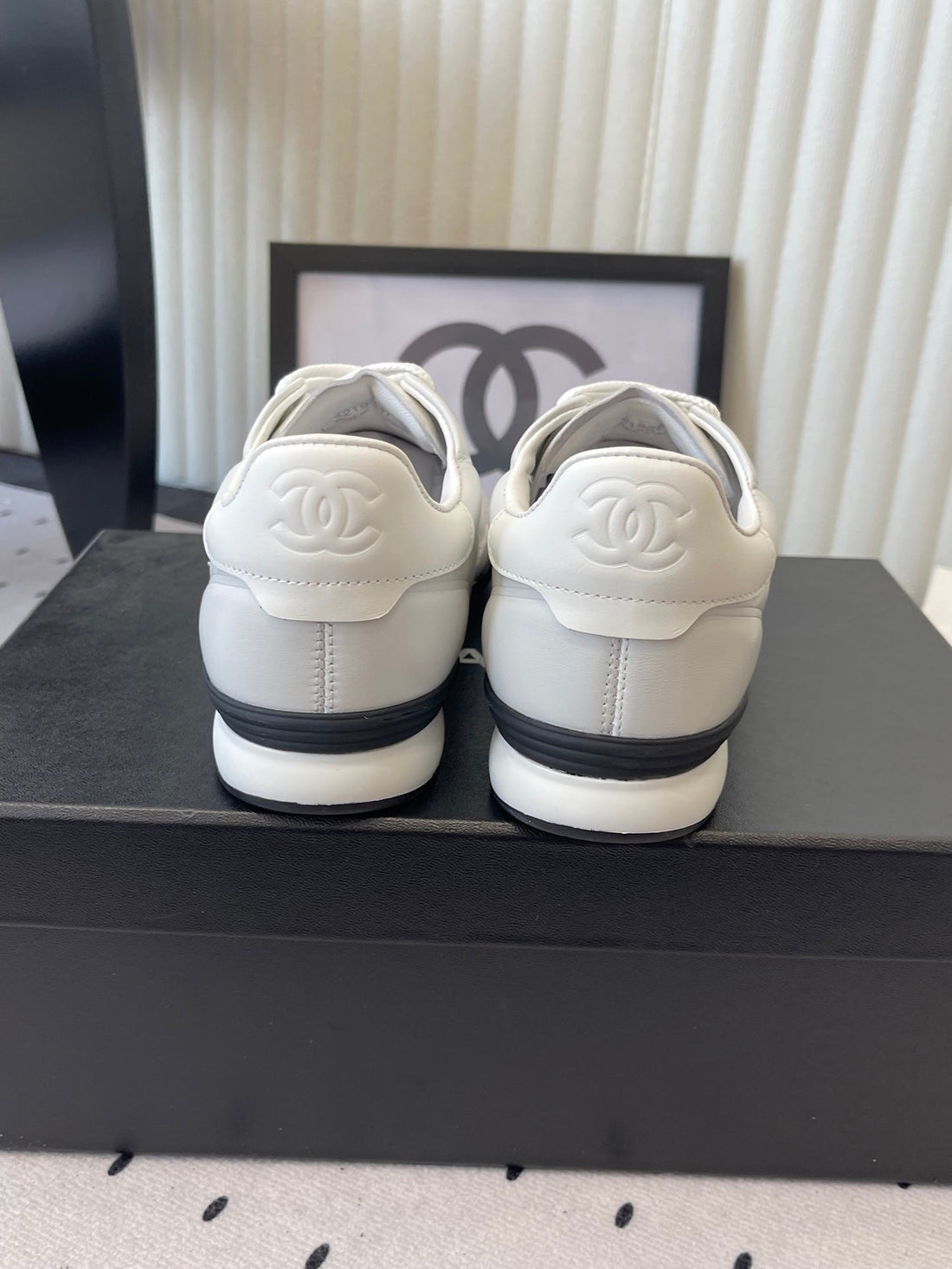 Chanel Coco Baseball Shoes White In Cowhide 611674