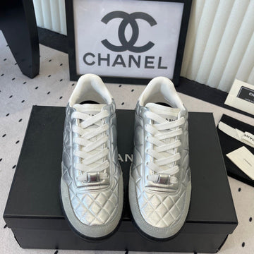 Chanel Coco Baseball Shoes Metallic Silver In Cowhide 611671
