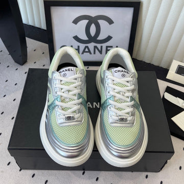CC Sneaker Green Silver Metallic In Cowhide 611666