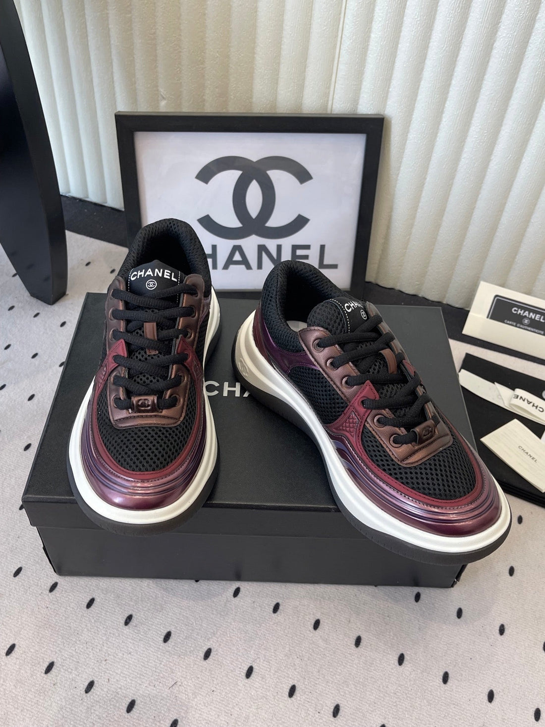 CC Sneaker Burgundy Black In Cowhide 611665