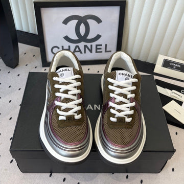 CC Sneaker Brown Metallic Silver In Cowhide 611662