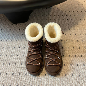 Miu 26 Snow Boots Dark Brown In Suede 614800