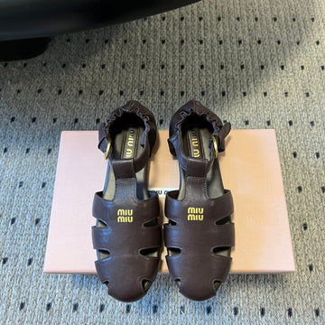 Miu Miu 26 Roman Sandals Brown In Cowhide 614721