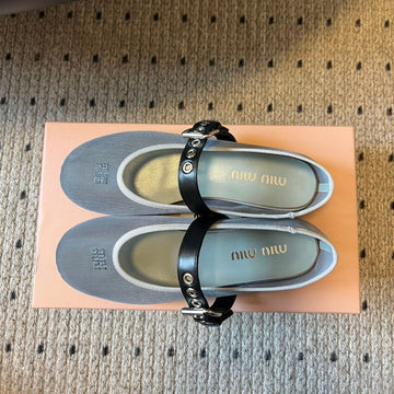 Miu Miu Women's Bow-Decorated Ballet Flats Gray In Mesh 614704