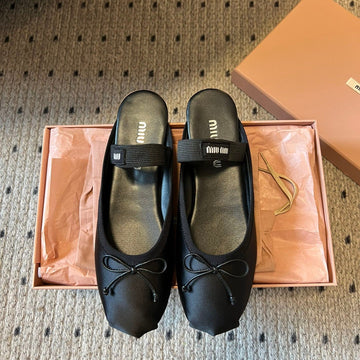 Miu Miu 26 Ballet Flats Black In Silk 614471