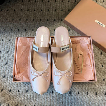 Miu Miu 26 Ballet Flats Light Pink In Silk 614469
