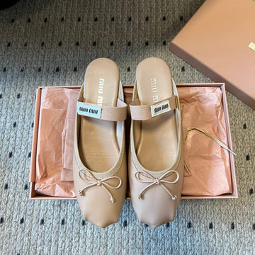 Miu Miu 26 Ballet Flats Beige In Silk 614468