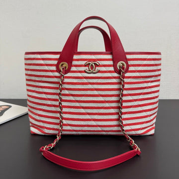 CC 26 Striped Woven Beach Bag 46 Red In Cowhide
