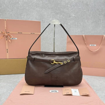 Miu Miu Aventure Shoulder Bag 40CM Brown In Sheepskin