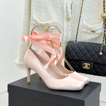 Chanel 26C Ballet High Heels Pink In Silk 616002