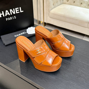 Chanel 2026 Runway Platform High-Heeled 12.5cm Sandals Orange In Cowhide 673063