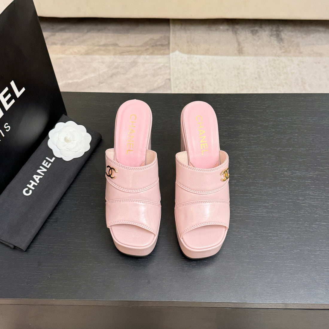 Chanel 2026 Runway Platform High-Heeled 12.5cm Sandals Pink In Cowhide 673057