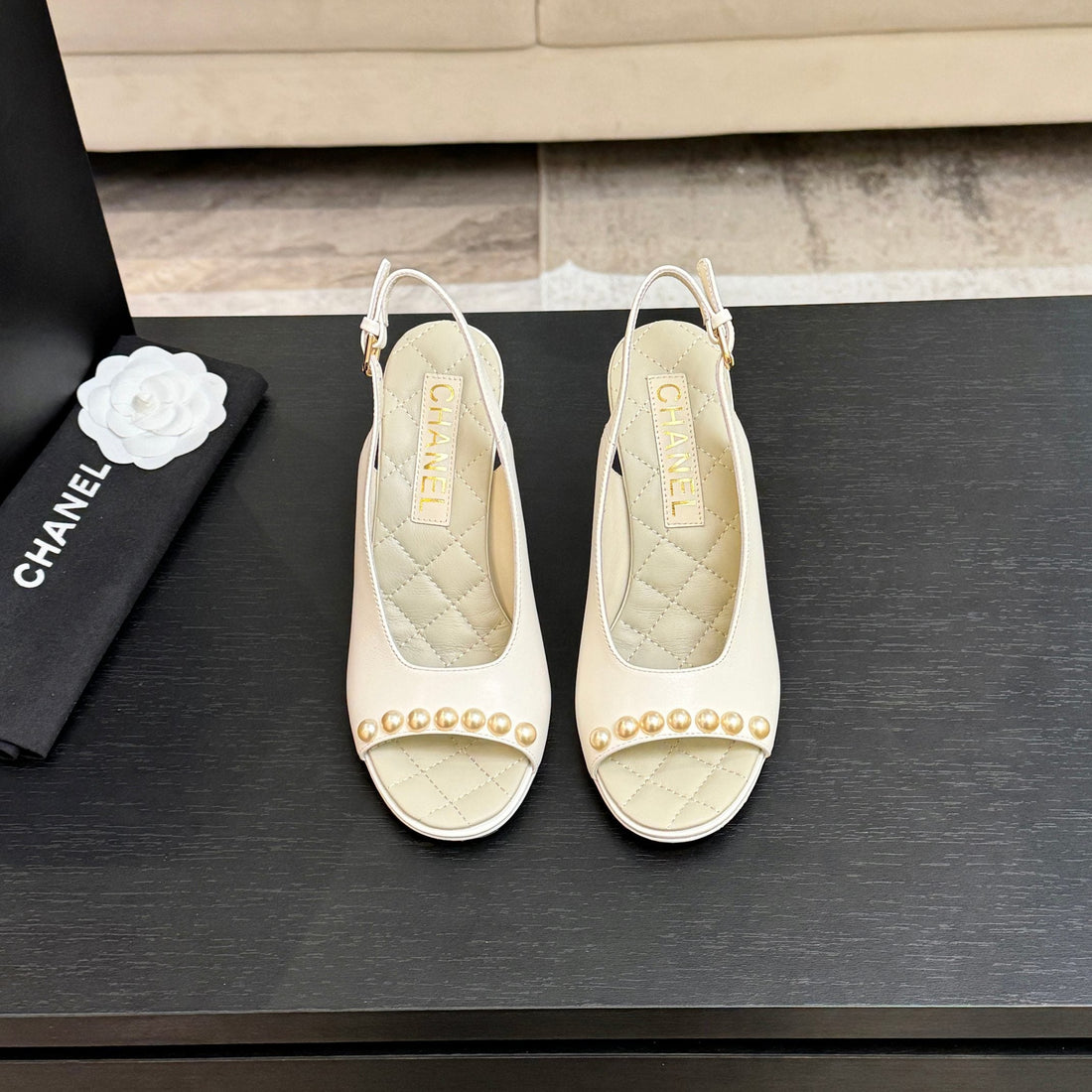 Chanel 26A Slingback White In Lambskin 672994