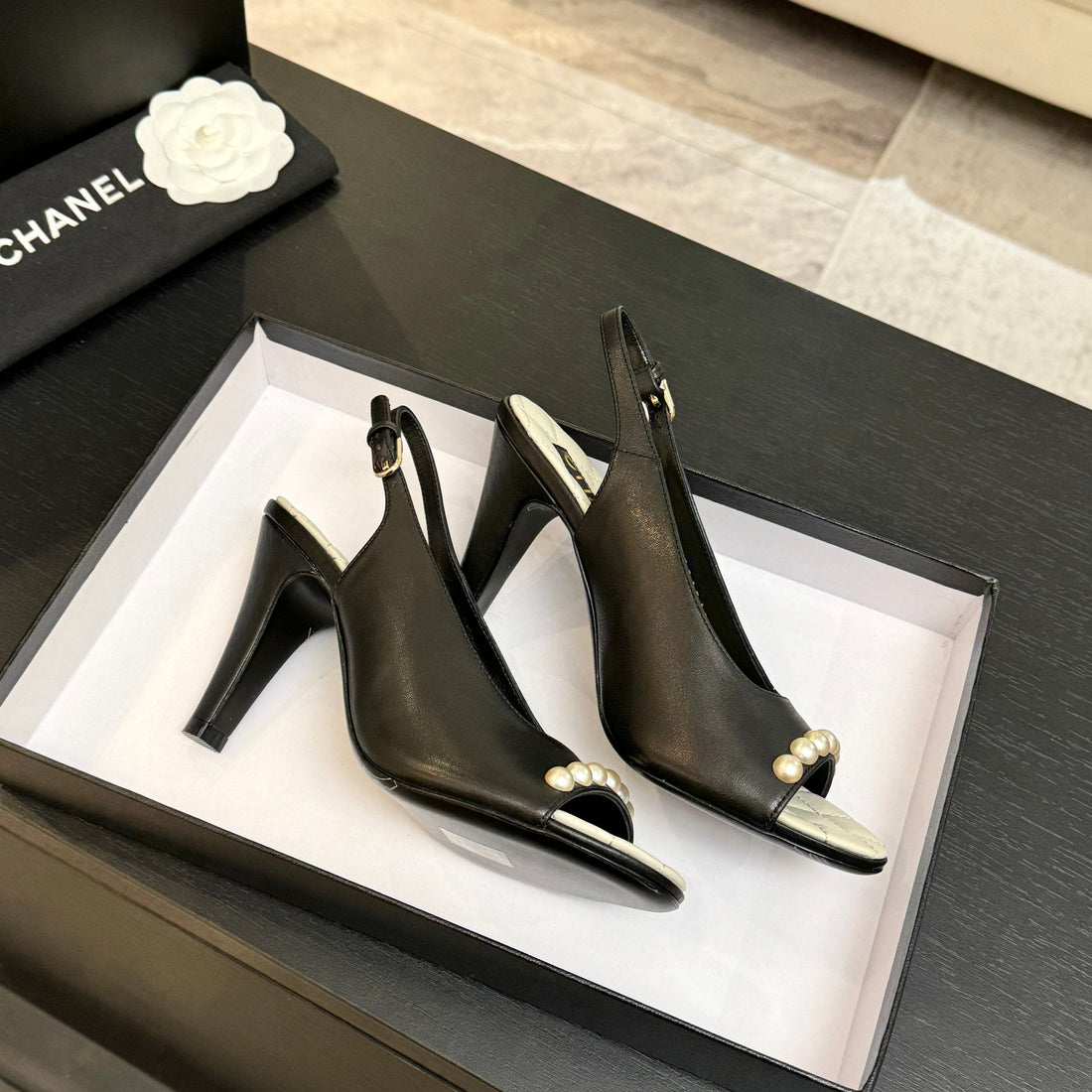 Chanel 26A Slingback Black In Lambskin 672990
