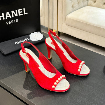 Chanel 26A Slingback Red In Velvet 672991