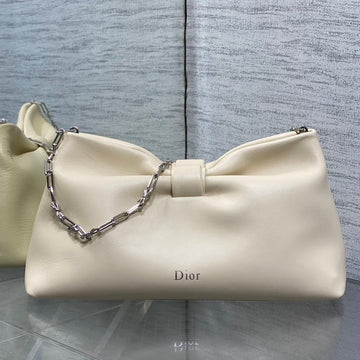 Dior 26 Bow Chain Bag In Ivory Lambskin