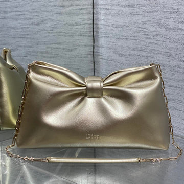 Dior 26 Bow Chain Bag In Gold Lambskin
