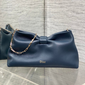 Dior 26 Bow Chain Bag In Navy Blue Lambskin