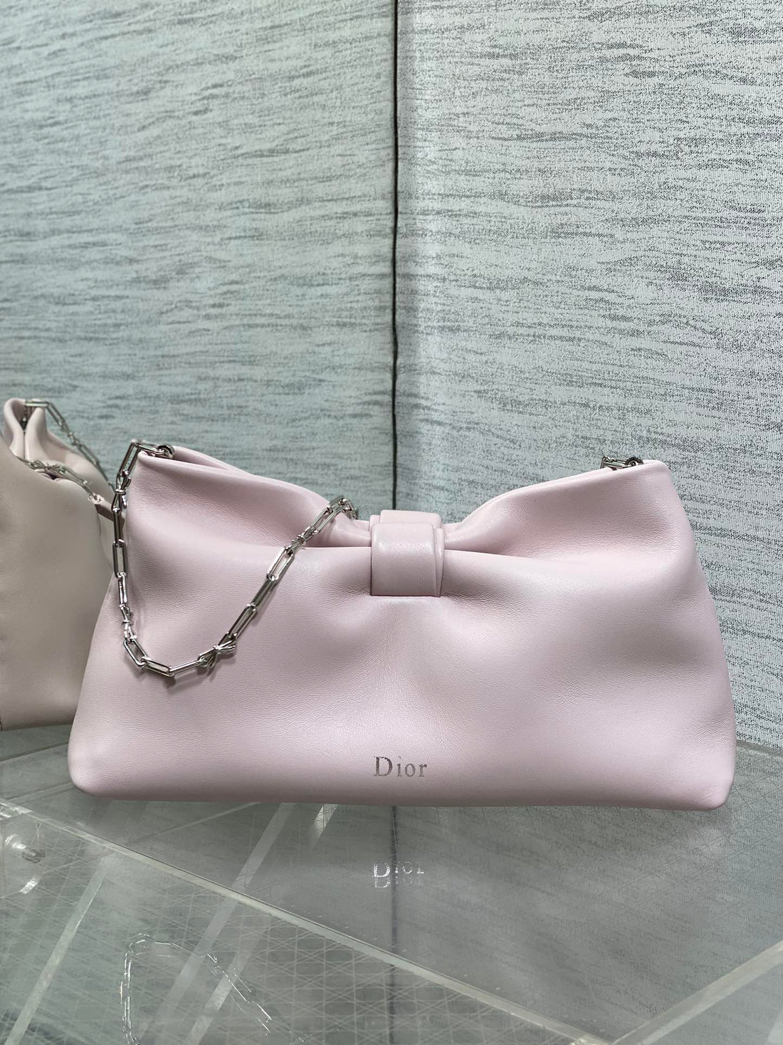 Dior 26 Bow Chain Bag In Rose Pink Lambskin