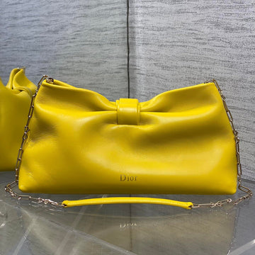 Dior 26 Bow Chain Bag In Yellow Lambskin