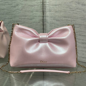 Dior 26 Bow Chain Bag In Glossy Pink Lambskin