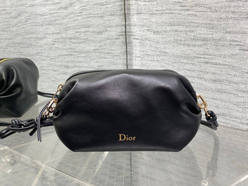Dior 26 Bow Pouch 20CM In Black Lambskin