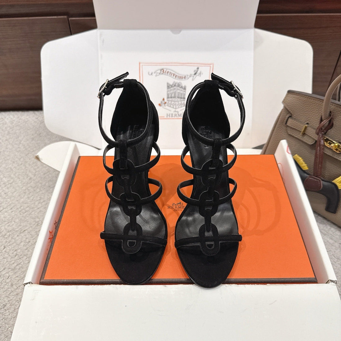 Hm 26SS High Heels Sandals 70 Black Suede 686011