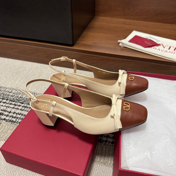Valentino Garavani Slingback 60 Brown Cream In Sheepskin 685895