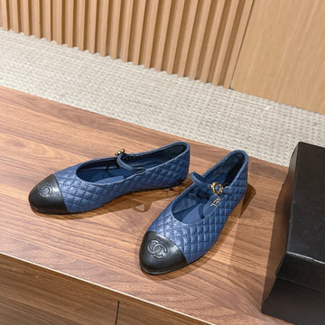 CC 26SS Quilted Mary Jane Blue Black In Calfskin 692540