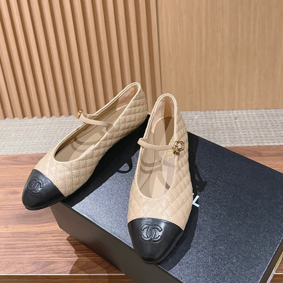 CC 26SS Quilted Mary Jane Light Beige In Calfskin 692539