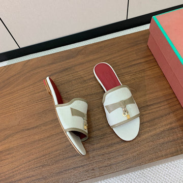 Lp Color-Blocked Sandals Off-White Taupe In Canvas 703246
