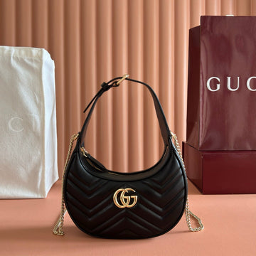 Marmont Shoulder Bag 21 In Black Calfskin Gold Hardware