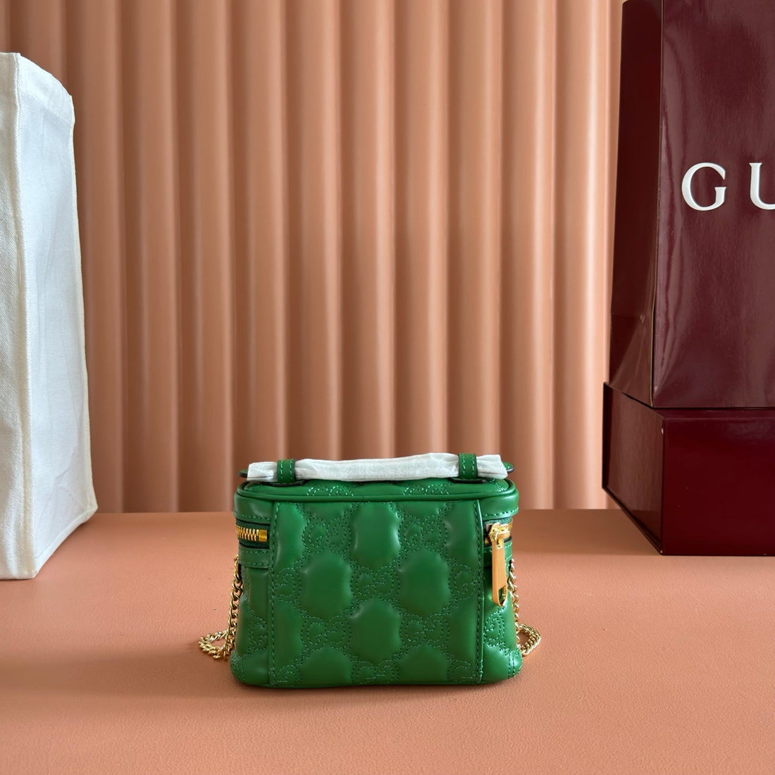 Gucci GG Matelassé Mini Bag 16 Green In Quilted Leather 284909
