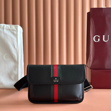 Gucci Web Trademark Belt Bag 24 Black In Cowhide 284919