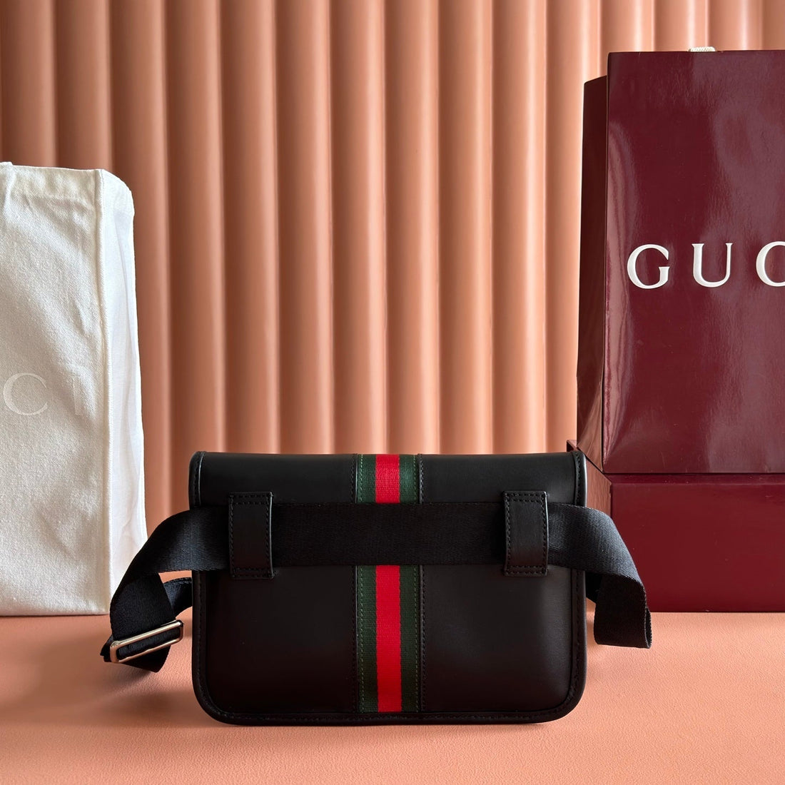 Gucci Web Trademark Belt Bag 24 Black In Cowhide 284919