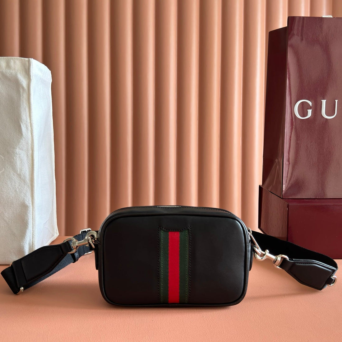 Gucci Web Trademark Mini Bag 20 Black In Cowhide 284922