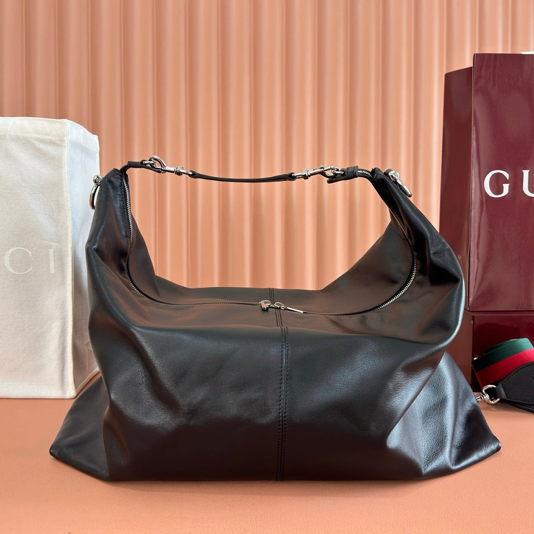 Gucci 26 Brera Large 45 Crossbody Bag Black In Lambskin 284978