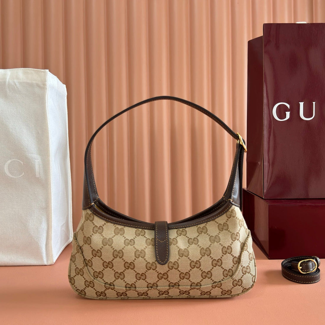 Gucci 26 Jackie 27CM Brown In Canvas 284984