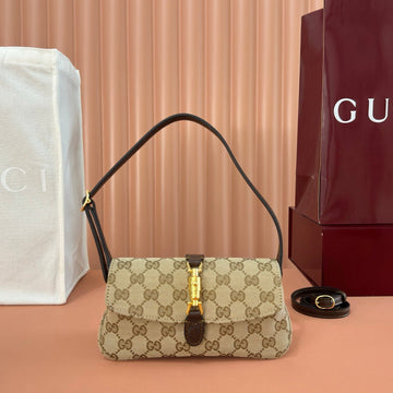 Gucci 26 Jackie Small 21.5cm Brown In Canvas 284987