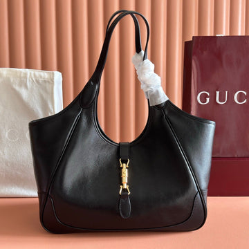 Gucci 26 Mercato Tote Bag 35CM Black Gold In Cowhide 284992