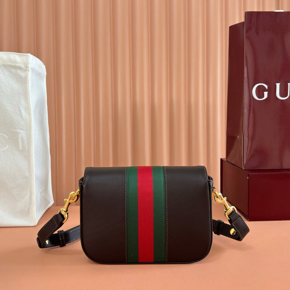 Gucci 26 Horsebit Crossbody Bag 21CM Brown In Cowhide 285032