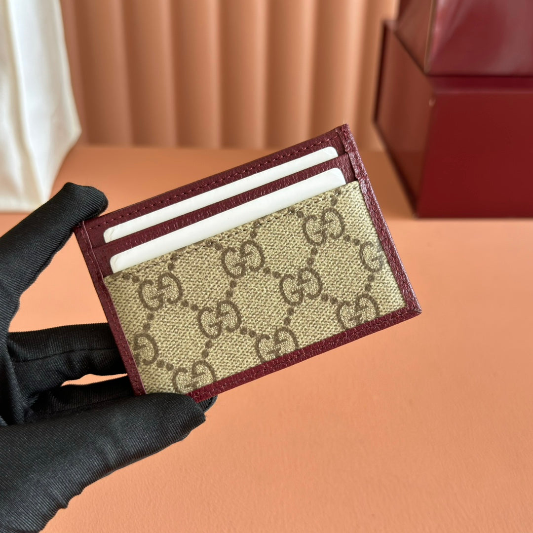 Gucci Ophidia Card Holder Dark Brown Beige In Soft GG Supreme 285046