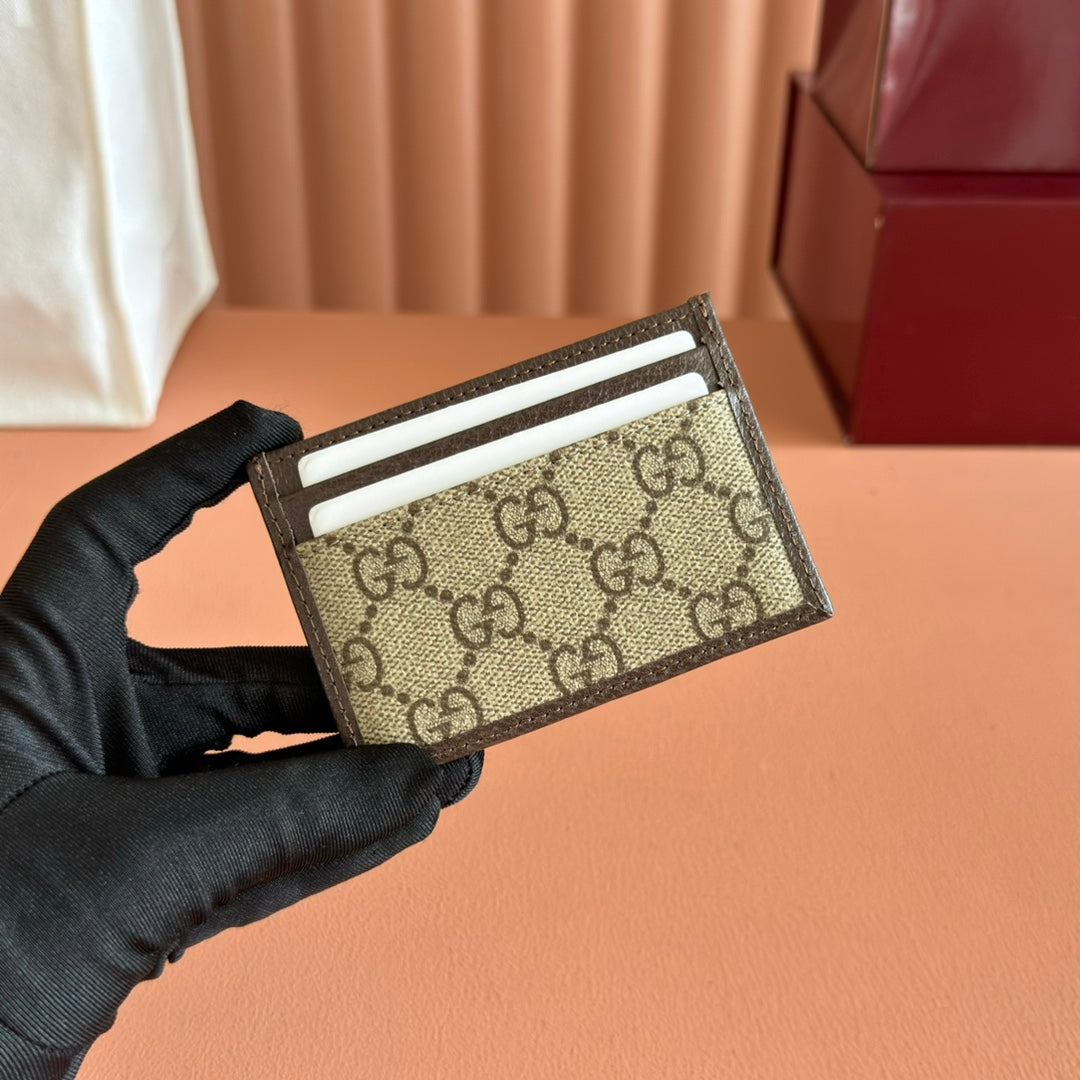 Gucci Ophidia Card Holder Brown Beige In Soft GG Supreme 285055