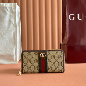 GG Ophidia Wallet 19.5 Brown Beige In Soft GG Supreme 285063