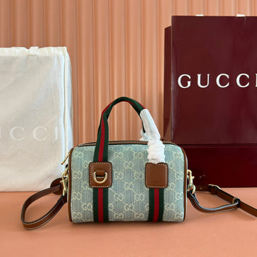 Gucci Mini 20 Handbag Light Blue In GG Monogram Coated Fabric 285243