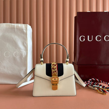 Gucci Sylvie Mini Bag 20 White Gold In Cowhide 285220